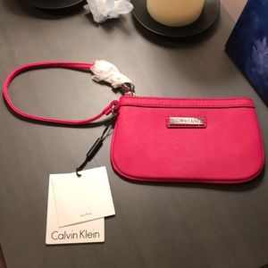 Saffiano Leather Wristlet Passion Pink